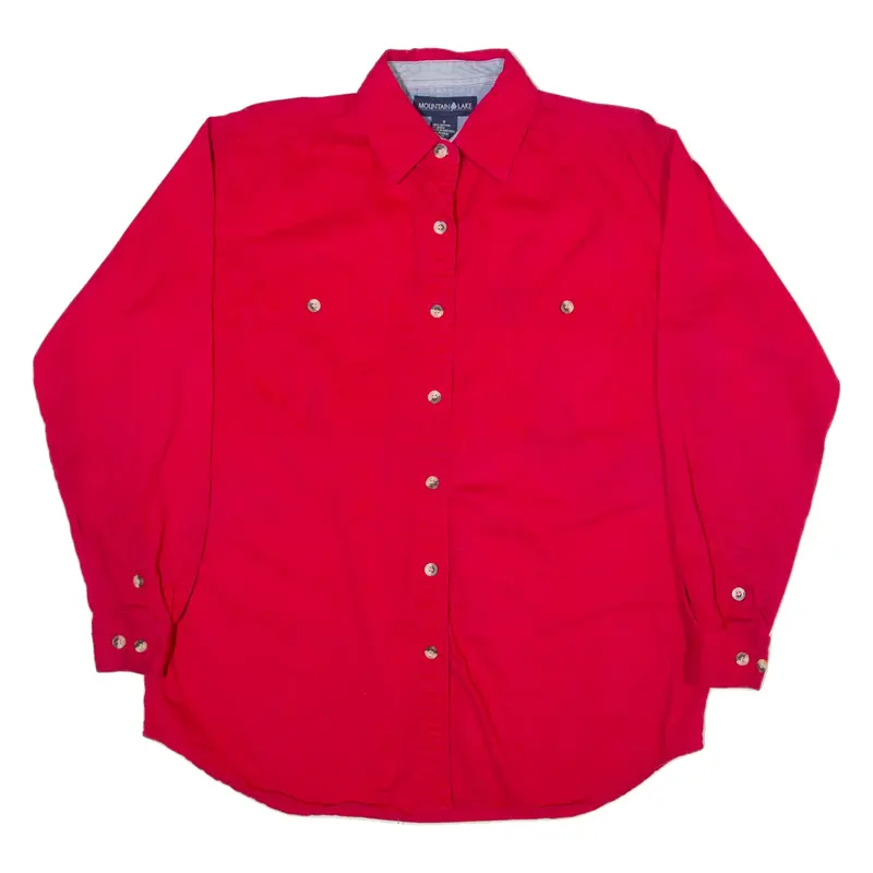 MOUNTAIN LAKE Womens Plain Shirt Red Long Sleeve S