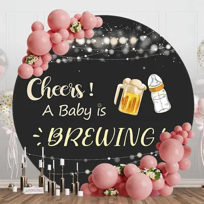 Aperturee Light Strip Cheers A Baby Is Brewing Round Backdrop - Aperturee