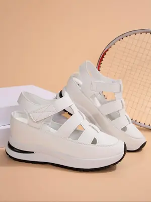 Women's Fashionable Solid Color Platform Sandals, Casual Comfortable Breathable Sandals for Daily Wear, Lightweight Non-slip ...