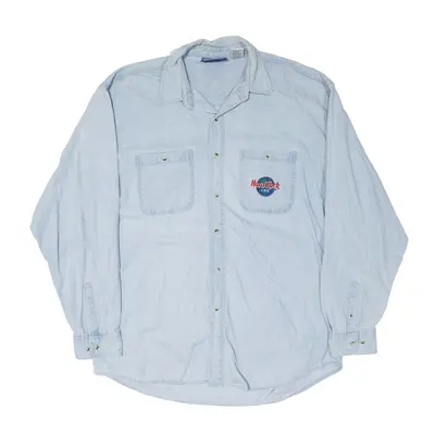 HARD ROCK CAFE Save The Planet Toronto Denim Shirt Blue 90s Long Sleeve Mens XL