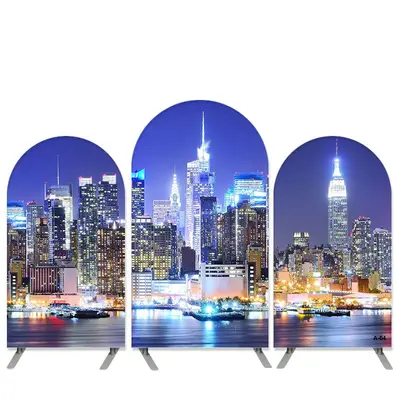 Aperturee High Buildings Night Theme Birthday Arch Backdrop Kit Banner | Custom Arched Wall Covers | Arch Backdrop Diy | Roun...