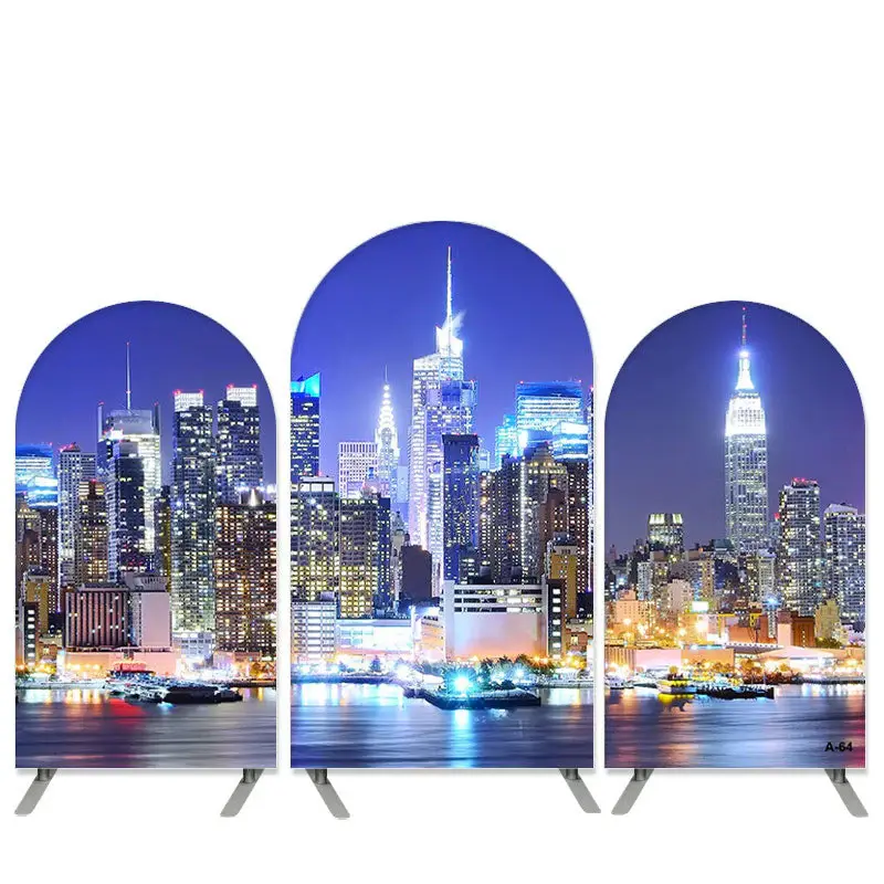 Aperturee High Buildings Night Theme Birthday Arch Backdrop Kit Banner | Custom Arched Wall Covers | Arch Backdrop Diy | Roun...