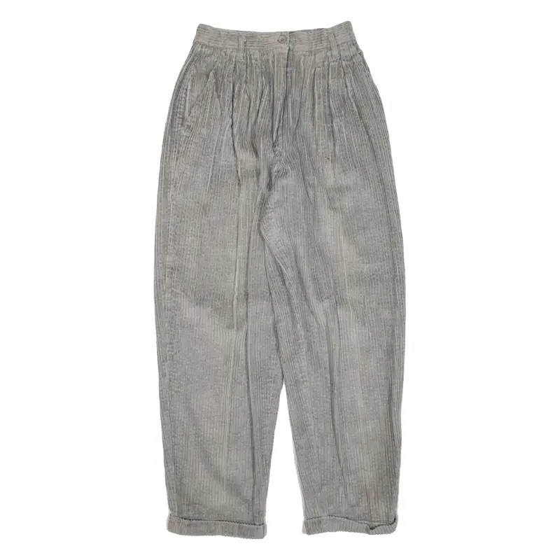 ORIGINAL CLOTHES Corduroy Trousers Grey Relaxed Tapered Womens W23 L27
