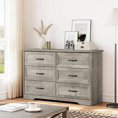 Garvee Dresser for Bedroom with 6 Drawers, Wood Drawer Dresser Chest of Drawers for Closet, Living Room, Hallway, Nursery, Ki...