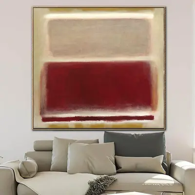 Mark Rothko Original Abstract Fine Art Beige And Red Paintings On Canvas Modern Acrylic Rothko Style Art | MYSTERIOUS WAYS
