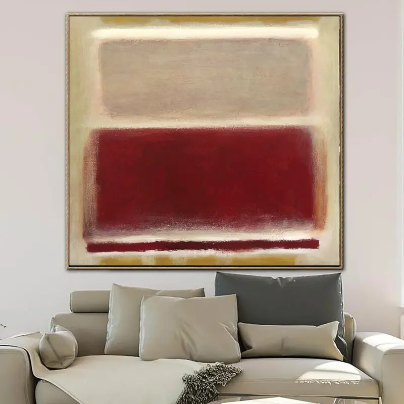 Mark Rothko Original Abstract Fine Art Beige And Red Paintings On Canvas Modern Acrylic Rothko Style Art | MYSTERIOUS WAYS