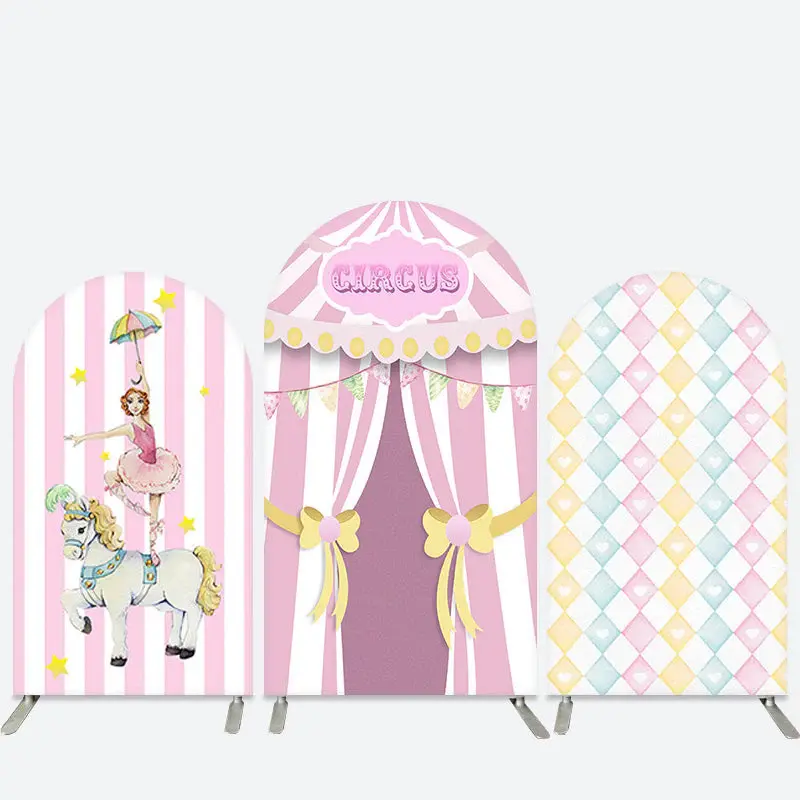 Aperturee Pink Circus Ballet Girls Birthday Arch Backdrop Kit | Circle Arch Backdrop Diy | Chiara Arch Backdrop Diy | Diy Chi...