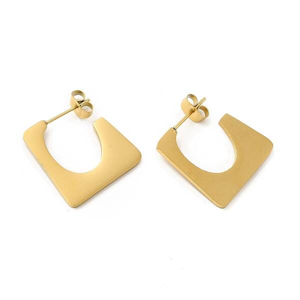 Ion Plating(IP) 304 Stainless Steel Rectangle Stud Earrings