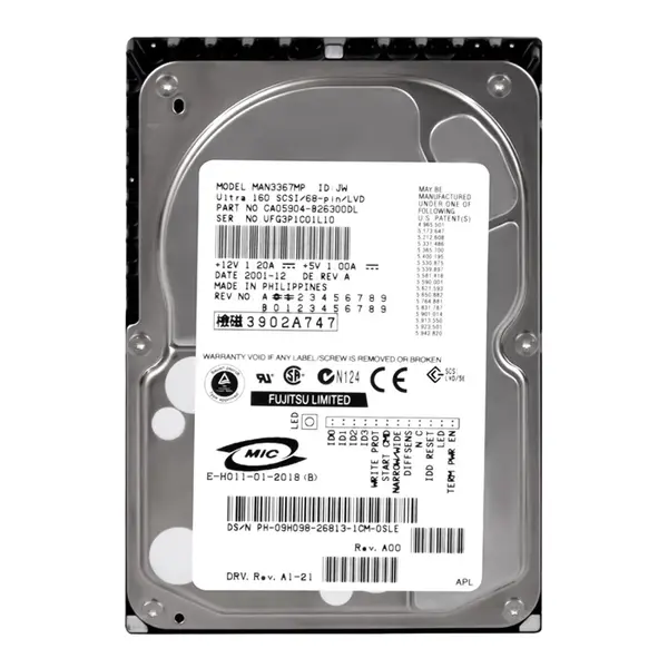 CA05904-B26300DL Fujitsu 36.7GB Ultra-160 SCSI 10K 3.5-inch 8MB Hard Drive