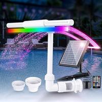 Solar RGB Pool Fountain for Above/Inground Pools – Dual Spray Waterfall & 360° Adjustable Pool Sprinkler Fountain with 22 ...