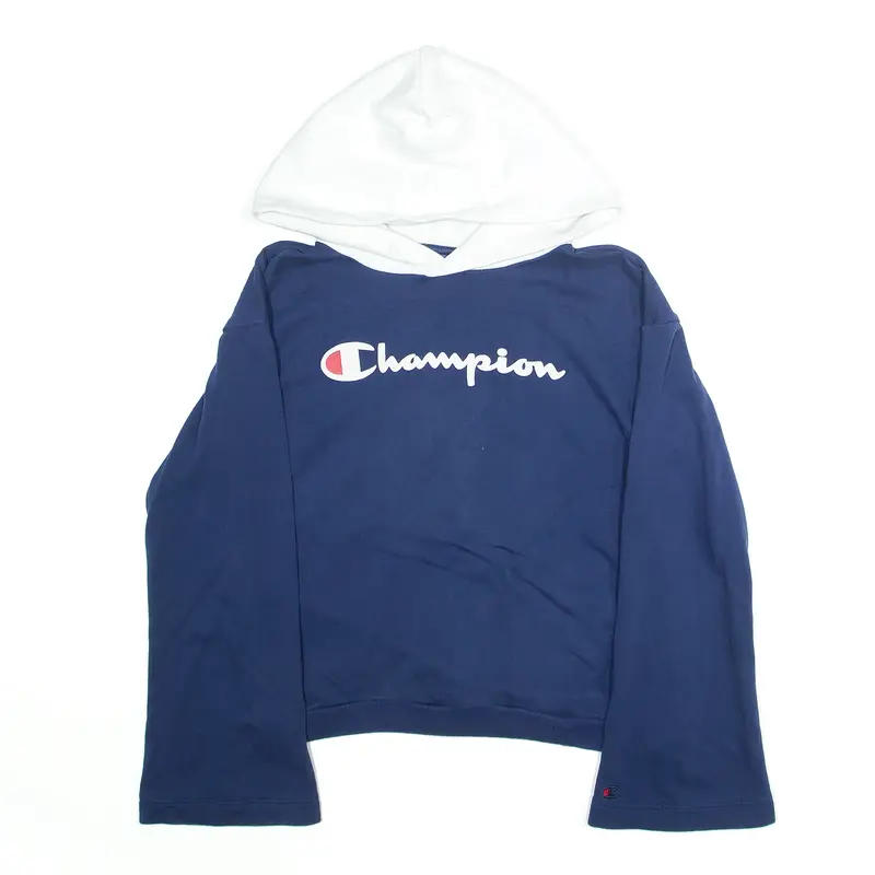 CHAMPION Cut Out Navy Blue Pullover Hoodie Womens S