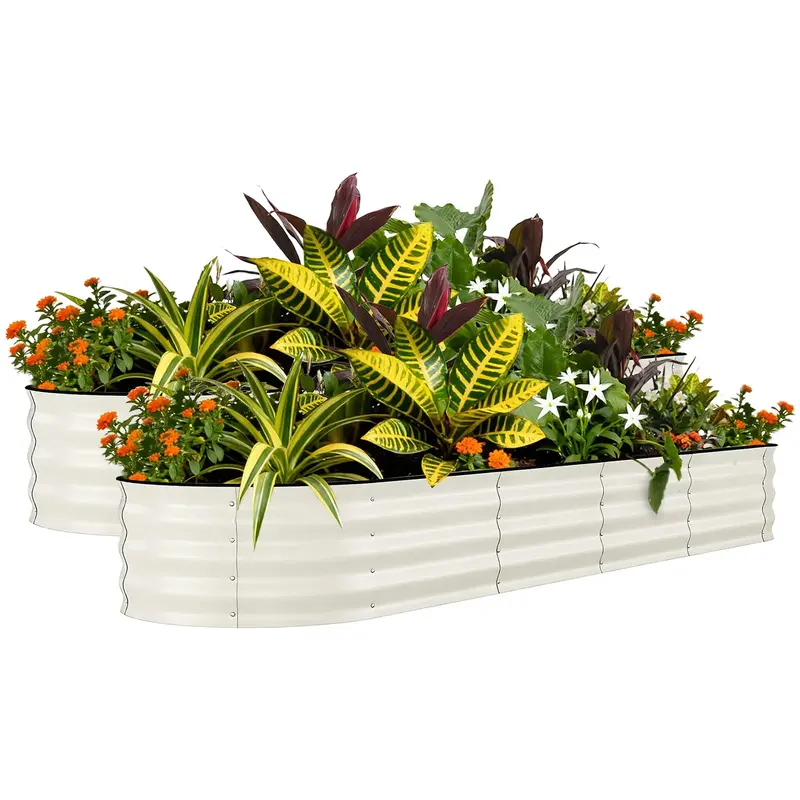 Garvee 2 Pack 8' X 2' X 1.5' Rust-Resistant Galvanized Steel Raised Garden Beds – Outdoor Planter Boxes, Ergonomic, Easy As...