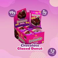 12 Pack - Glazed Chocolate Donut Prime Bites Protein Brownies Snack - High Protein Dessert