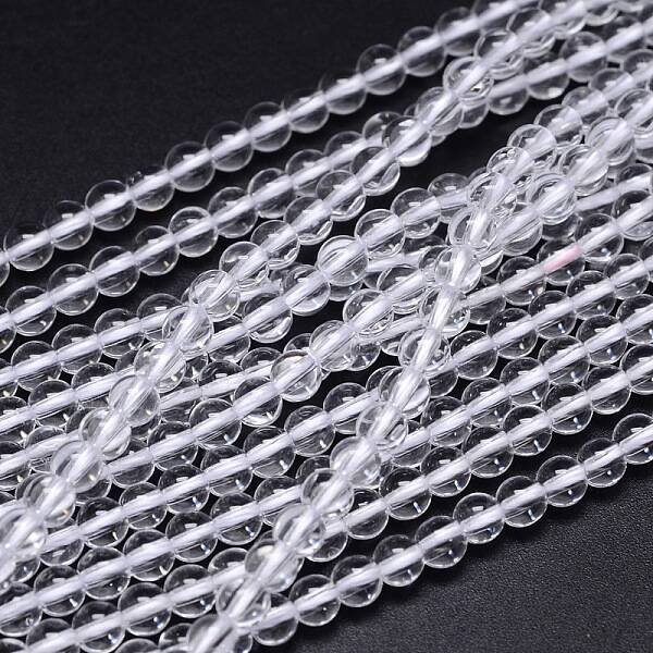 Round Natural Grade AA Quartz Crystal Beads Strands