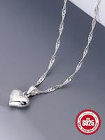 S925 Sterling Silver Heart Shaped Pendant Necklace for Women, Gifts for Wife, Adjustable Charms Necklace for Gift with Box, E...