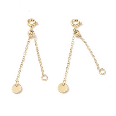 Brass Cable Chain Extenders with Flat Round Charm