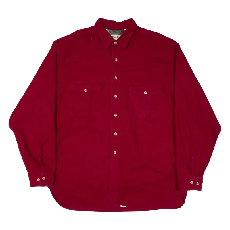EDDIE BAUER Mens Flannel Shirt Red Long Sleeve 2XL