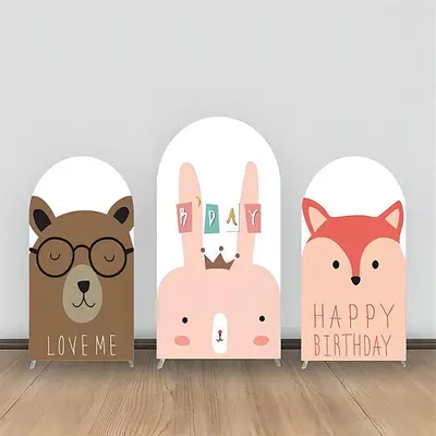 Cute Animlas White Birthday Party Arch Backdrop Kit - Aperturee