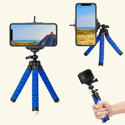 Portable Desktop Phone Tripod Holder for iPhone, Mini Tripod Digital Camera Mobile Phone Stand, Flexible Grip Selfie Stick Tr...