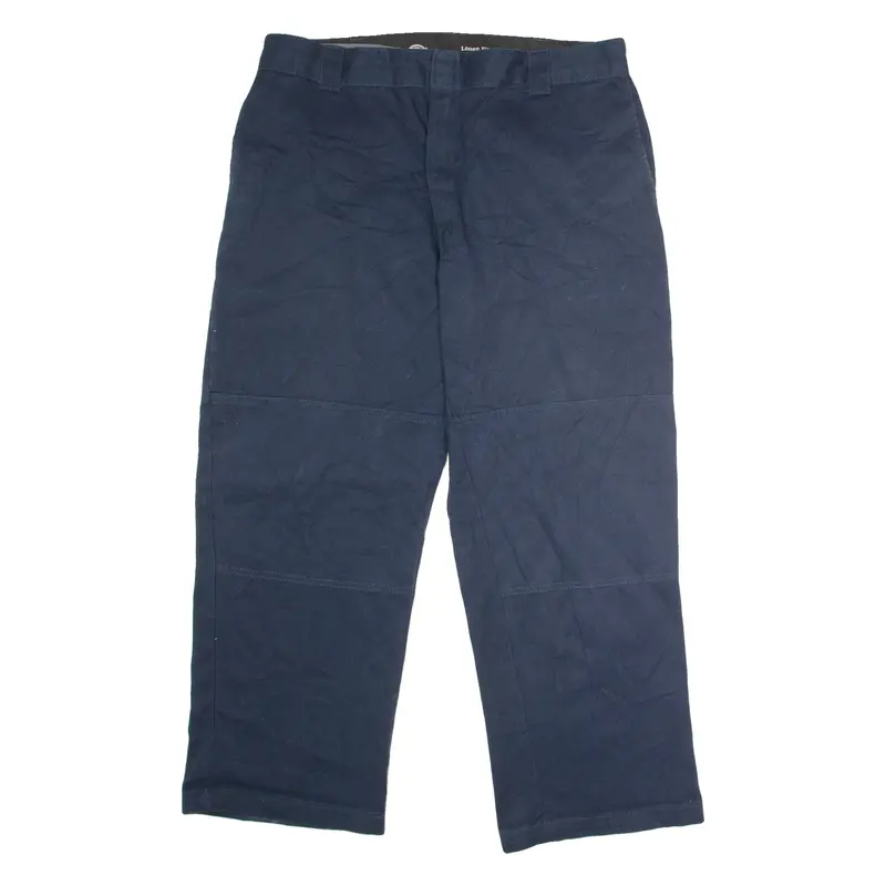 DICKIES Flex Workwear Mens Twill Trousers Blue Loose Straight W38 L30