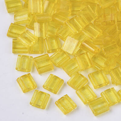 2-Hole Baking Painted Transparent Glass Seed Beads