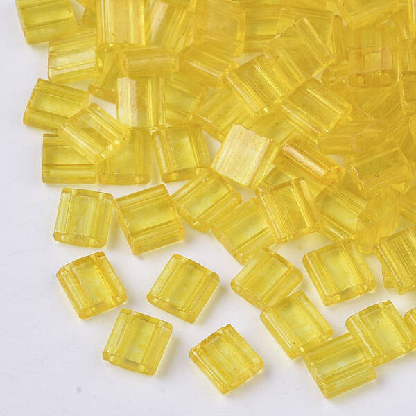 2-Hole Baking Painted Transparent Glass Seed Beads