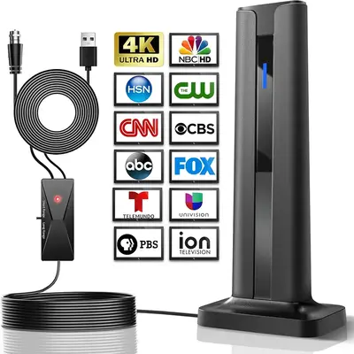 Digital TV Antenna for Smart TV Indoor Digital TV Antenna with 3M Stick Base, 360°&Long Range Reception HDTV Antenna for Loc...