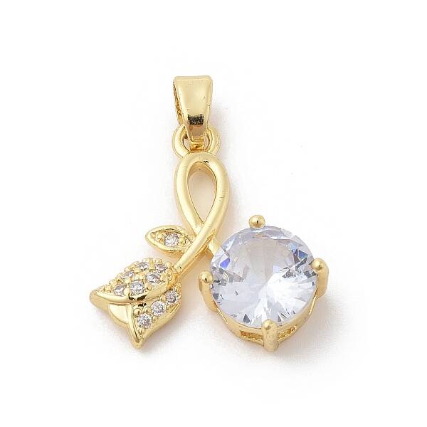 Brass Micro Pave Cubic Zirconia Pendants
