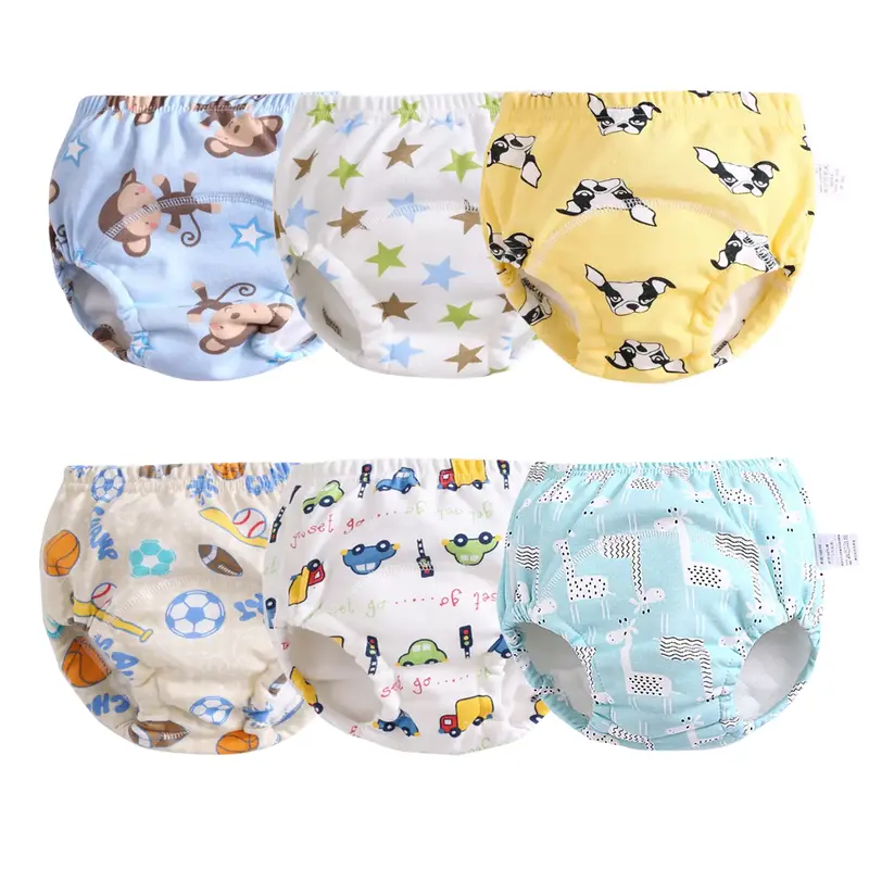 6-Pack Cotton Potty Underwear Reusable 6-Layer Toddler Boys Training Underpants Waterproof Pee Training Panties for Boys