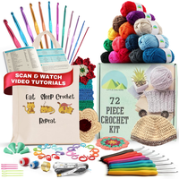 Crochet Starter Kit - 72 Pcs with 21 Ergonomic Knitting Hooks, 15 Yarns,  Perfect for Art & Craft Supplies-Crochet kit for be...