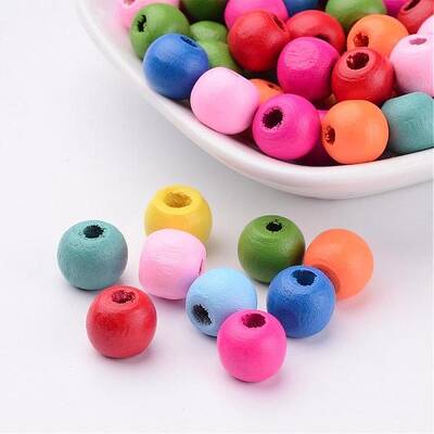 Dyed Natural Wood Beads