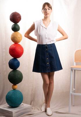 Denim Skirt J94163 Fronce | Color: FRONCE | Size: L