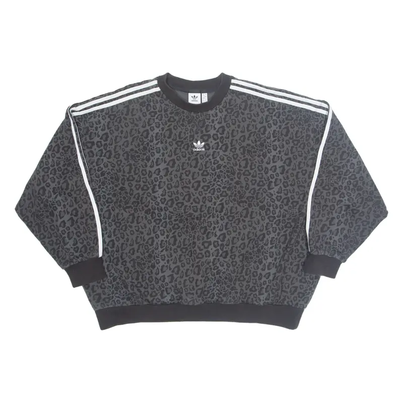 ADIDAS Cheetah Print Womens Sweatshirt Grey UK 16