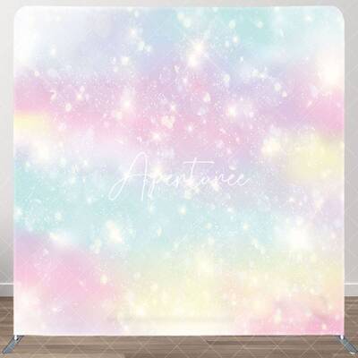 Aperturee Fairy Rainbow Sparkle Party Pillow Cover Backdrop, 6X6FT(1.8X1.8M), 111 USD, square double-sided backdrops, DSAH0G8...