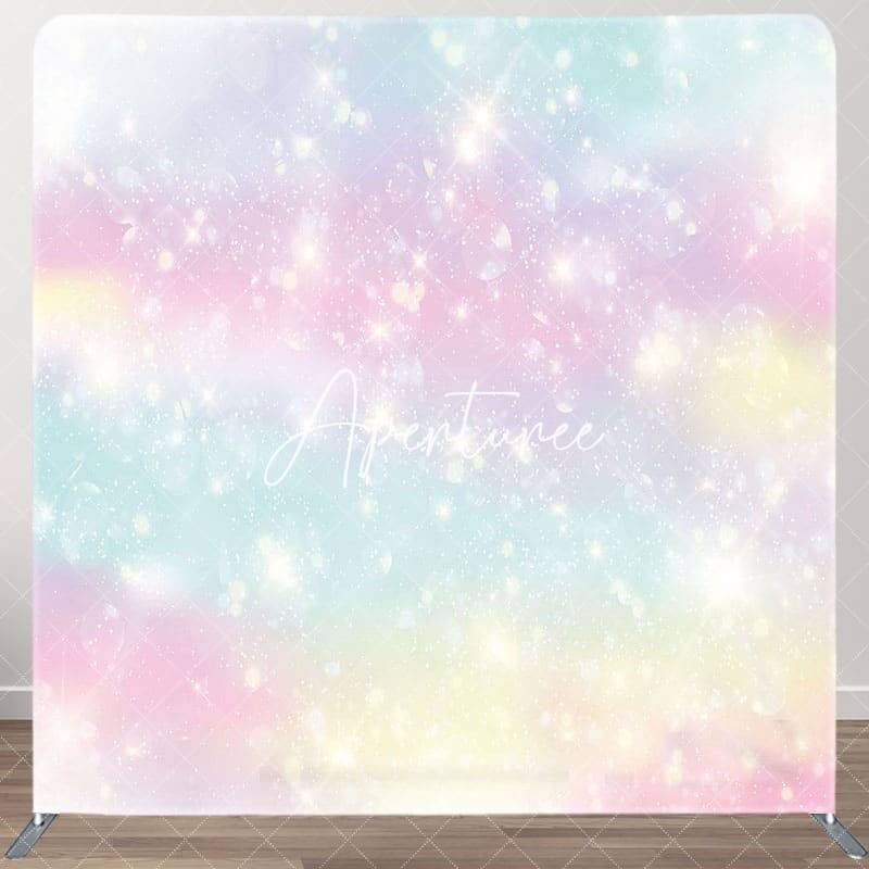 Aperturee Fairy Rainbow Sparkle Party Pillow Cover Backdrop, 6X6FT(1.8X1.8M), 111 USD, square double-sided backdrops, DSAH0G8...
