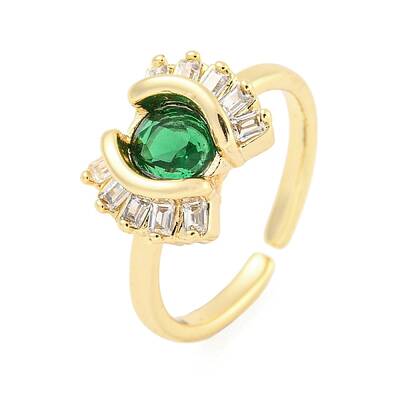304 Stainless Steel Cubic Zirconia Evil Eye Open Cuff Ring for Women
