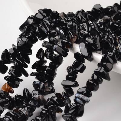 Nuggets Dyed & Heated Natural Black Agate Beads Strands