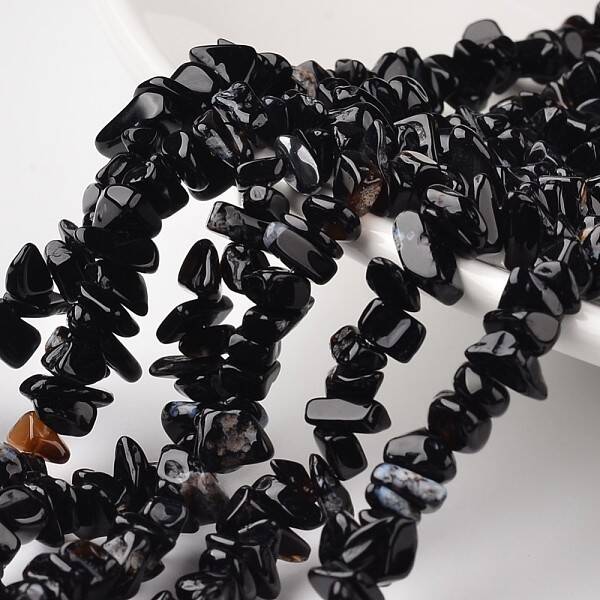 Nuggets Dyed & Heated Natural Black Agate Beads Strands