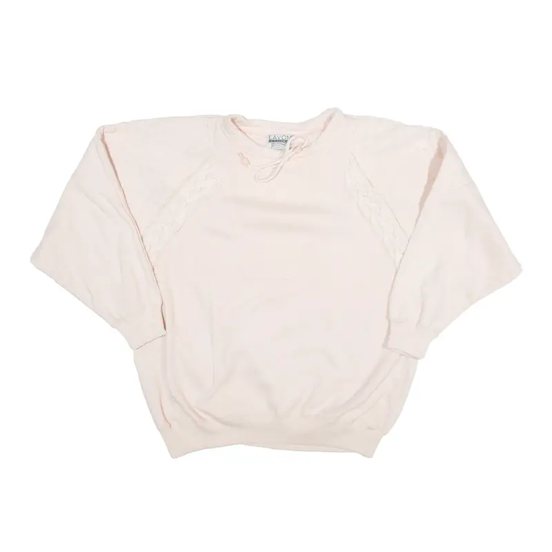 LAVON PETITES Cabel Knit Relaxed Fit Sweatshirt Pink Womens M