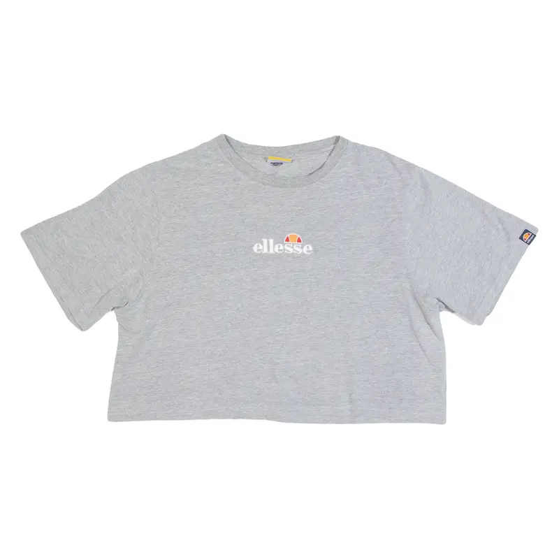 ELLESSE Cropped Womens T-Shirt Grey UK 10