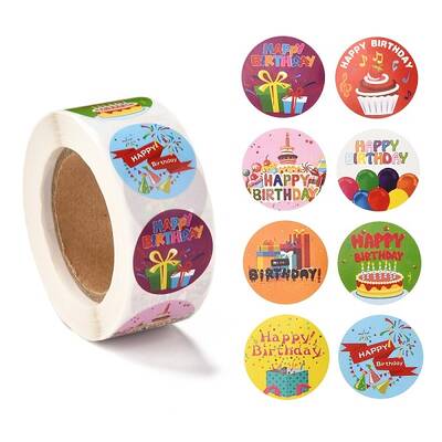 Birthday Themed Pattern Self-Adhesive Stickers