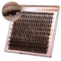 Brown Lash Clusters Fluffy Dark Brown Individual Lashes Wispy Thick Volume Lash Extension D Curl Clusters Eyelashes 80D Brown...
