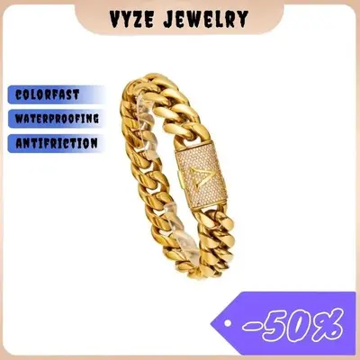 Cuban Link Letter Bracelet Gold Hip Hop Chain Bracelet Punk Style Stainless Steel Gift for bangles bracelets italian charm ...