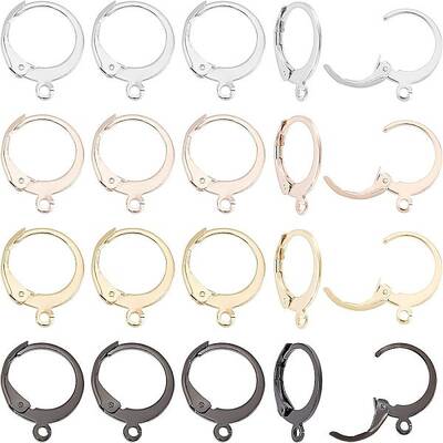 40Pcs 4 Colors 304 Stainless Steel Leverback Earring Findings