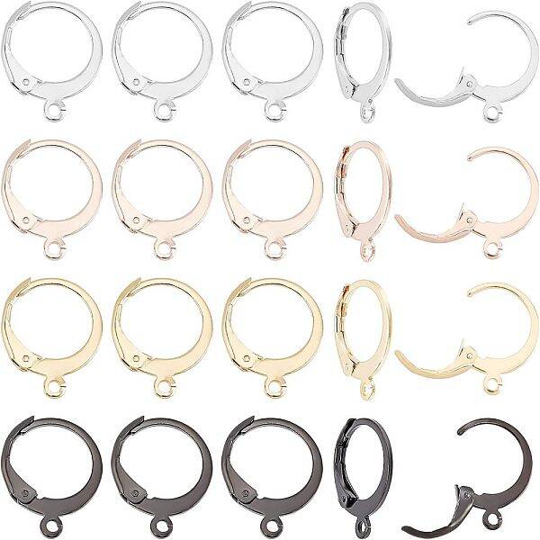 40Pcs 4 Colors 304 Stainless Steel Leverback Earring Findings