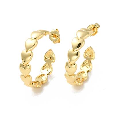 Rack Plating Brass Heart Wrap Stud Earrings