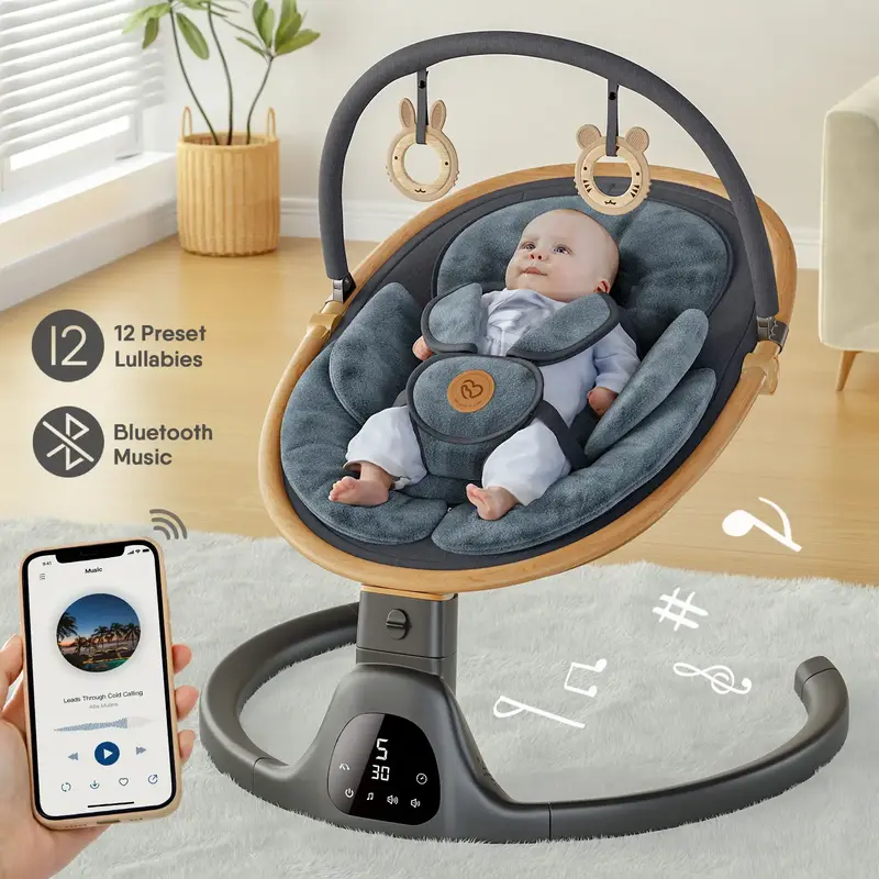 BabyBond Baby Swings for Infants, Electric Baby Rocker for Infants with 5 Speeds, 10 Lullabies, Portable Baby Swing for Indoo...