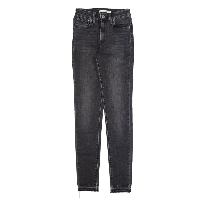 LEVI'S 721 High Rise Womens Jeans Black Slim Skinny Stone Wash W24 L30