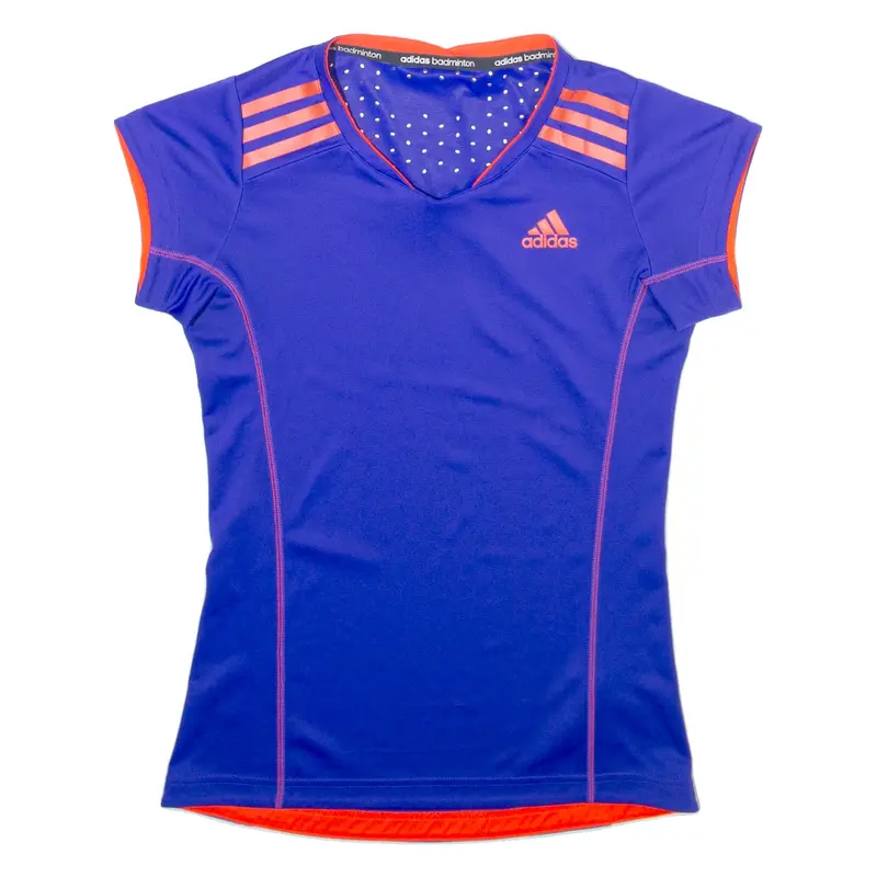 ADIDAS Womens T-Shirt Blue V-Neck XS