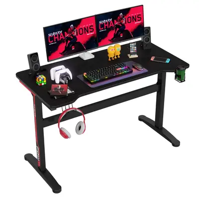 47.2 Inch Gaming Computer Desk Ergonomic Carbon Fiber PC Table Large Computer Desk PC Gaming Workstation Home Office Desks wi...